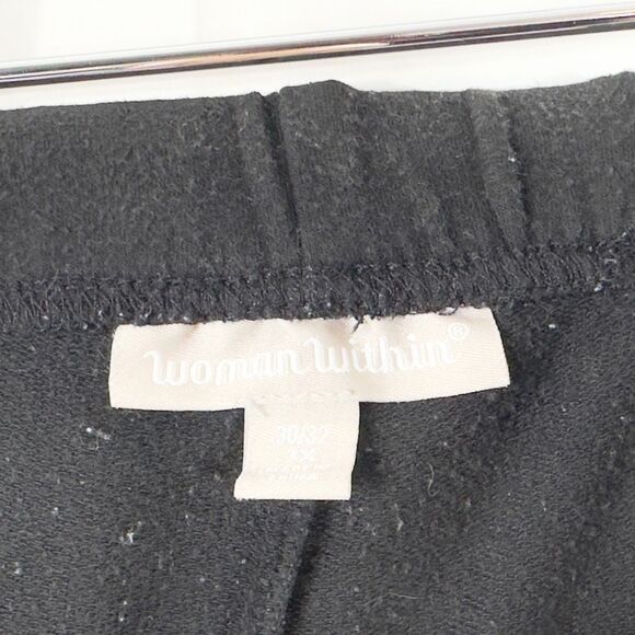 Woman Within‎ Plus Size 3X 30W 32W Pants Black Elastic Pull On Knit Solid 1617 - Picture 8 of 9